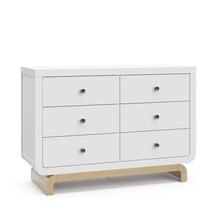 Santorini White with Driftwood 6 Drawer 47.95 in. Wide Dresser